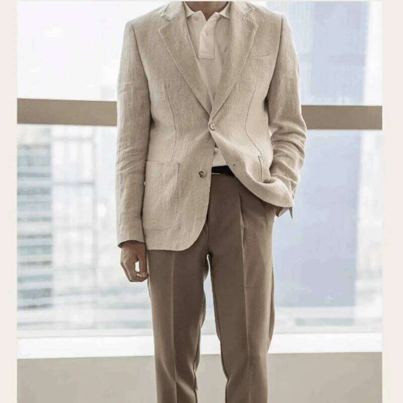 Summer Linen Casual Men's Lightweight Breathable Slim-Fit Blazer Vintage Italian Style Trendy
