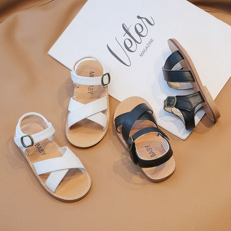 Toddlers Girl Sandals Beach Children Outdoor Non slip Kidszworld Kids Flat Sandals Fashion Cross Belt Design Shoes Size 21 - 30 K0676