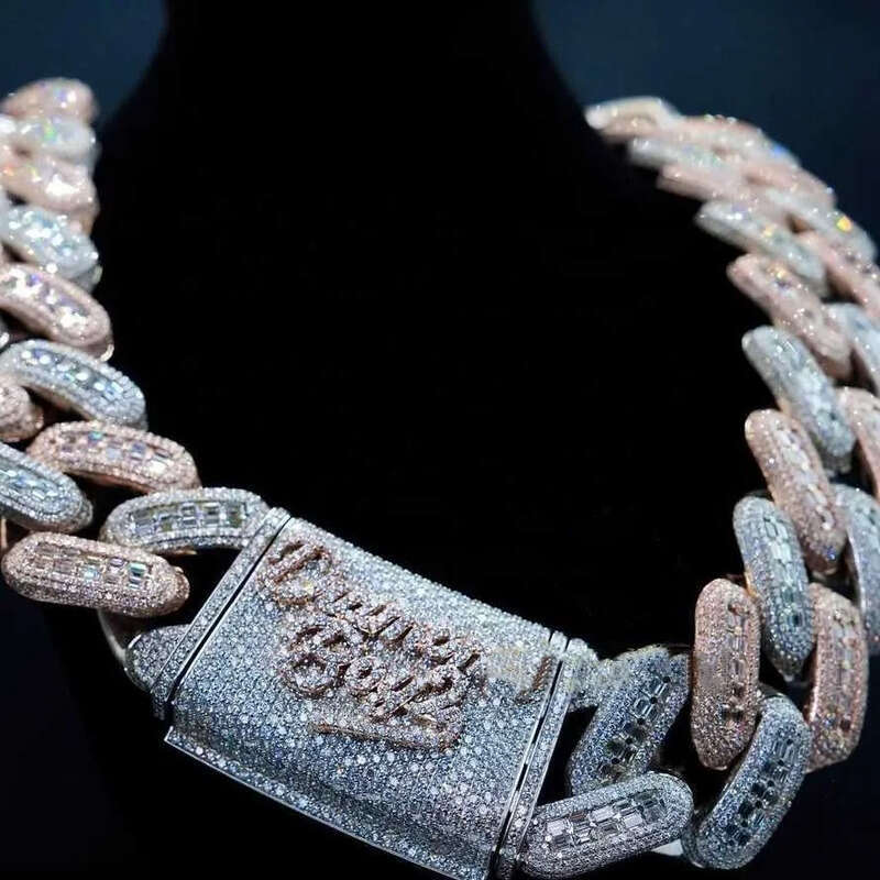 pendant cuban k moissanite chain Necklaces Iced Out Pass Dia Tester Sterg Sier Necklace Vvs Moissanite necklace chains for men