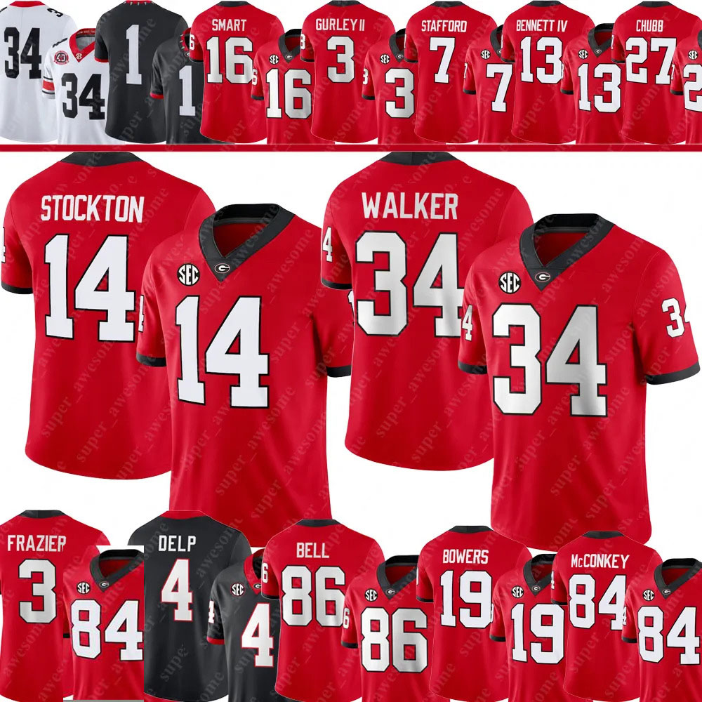 Gunner Stockton Nate Frazier Football Jersey Oscar Delp Dillon Bell Zachariah Branch Matthew Stafford Herschel Walker David Pollack Brock Bowers Kirby Smarts