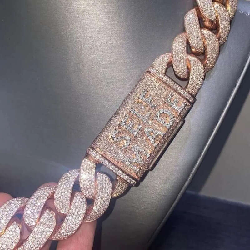 20 MM VVS Moissanite Dia Thick Cuban Link Chain Sterling Sier 24 Inches Necklace Men-Iced Hip Hop Weddings Parties