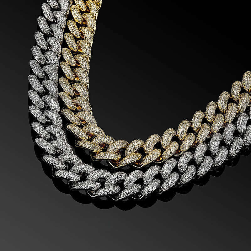 necklace moissanite chain cuban k designer men 25mm wide 3row inlaid pass dia tester iced out Miami Sterg Sier Fine jewelry