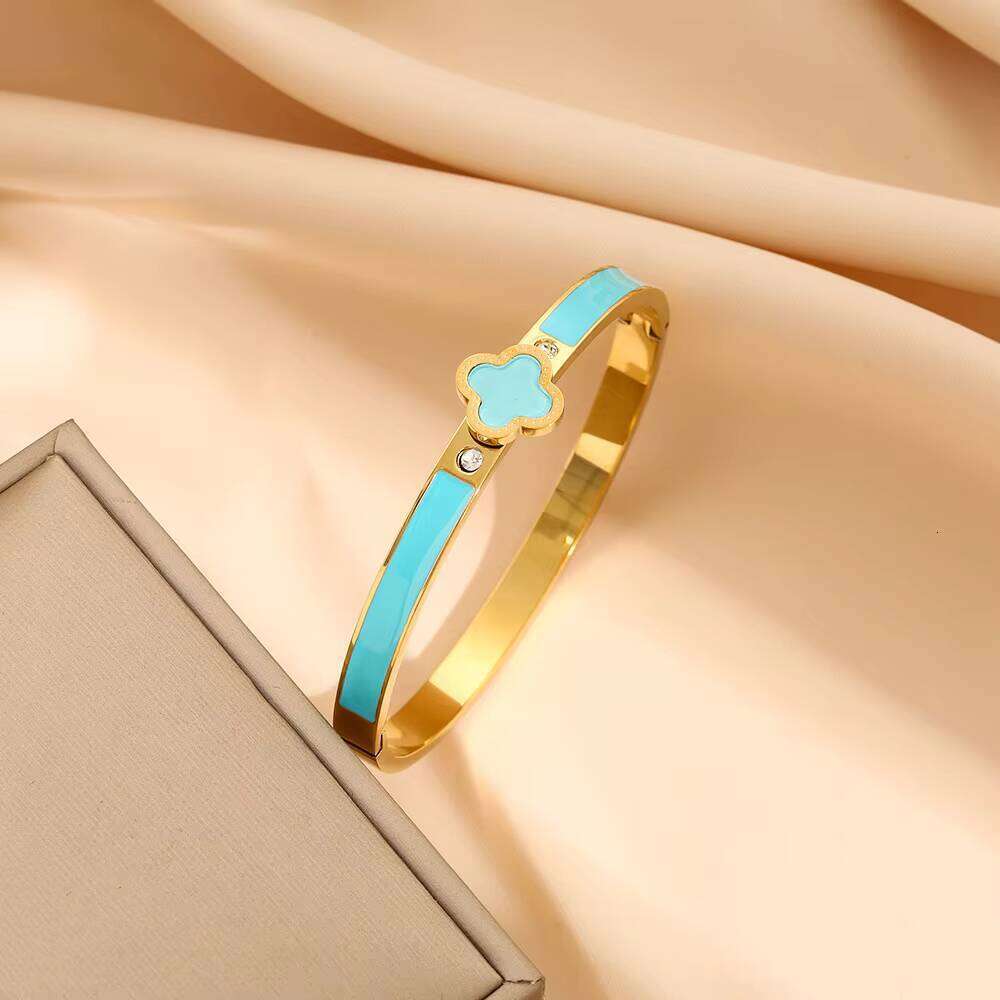 High Quality fashion Sterling silver Jewelry Lucky clover Women's Gold Bracelet