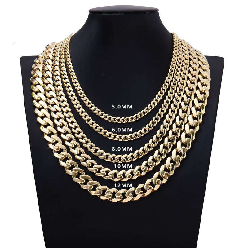 5-12MM 20 inches hollow Chain S 10k 14k hiphop moissanite cuban necklace for fashion men and women