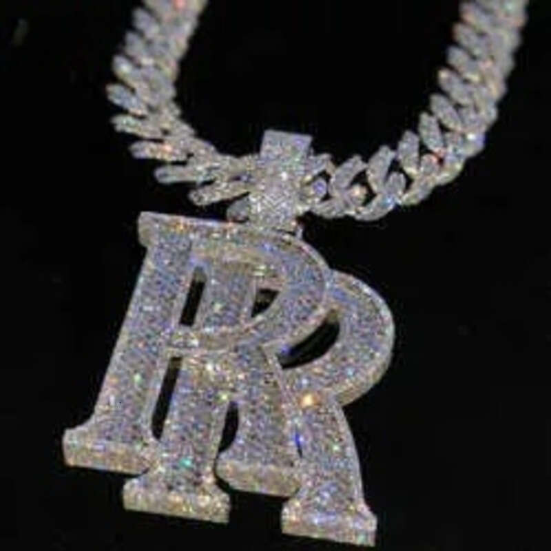 necklace moissanite chain Iced Out Jewelry Moissanite Letters Dias Necklace Hip Hop Sier Custom Pendant