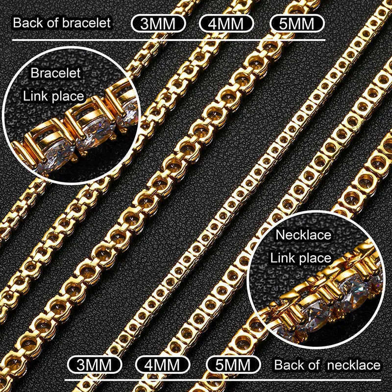 Necklace Moissanite Boutique jewelry 3mm 5mm sier VVS moissanite dia Cluster tennis chain mens and womens necklaces Free Shipping