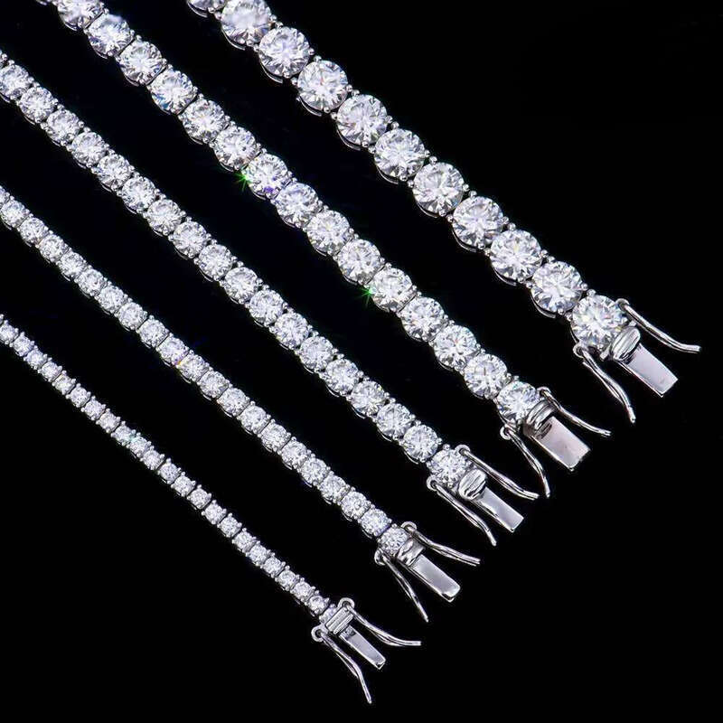 Wholesale Mossanite Moissanite Chain Bracelet Jewelry Manufacturer 2-6mm VVS Tennis Dia Trendy Unisex Hip Hop Men Gift