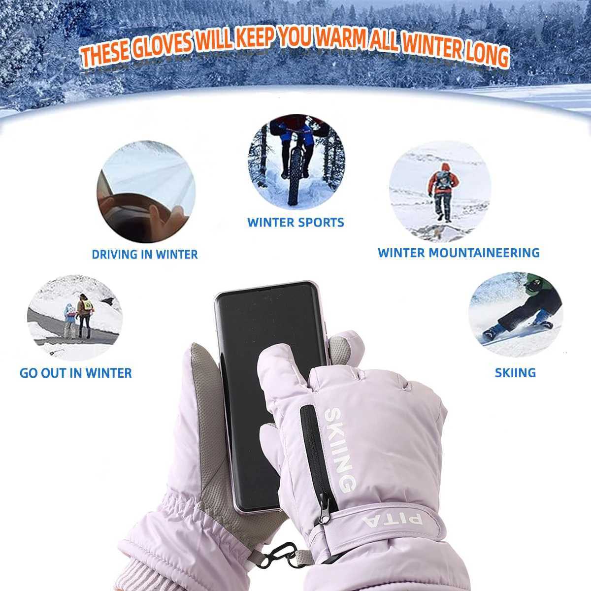 Winter Sports Gloves Non Slip Touch Ski Gloves Waterproof Pocket Snowboard Accessories Warm Mens and Womens Gloves Mittens Z250925
