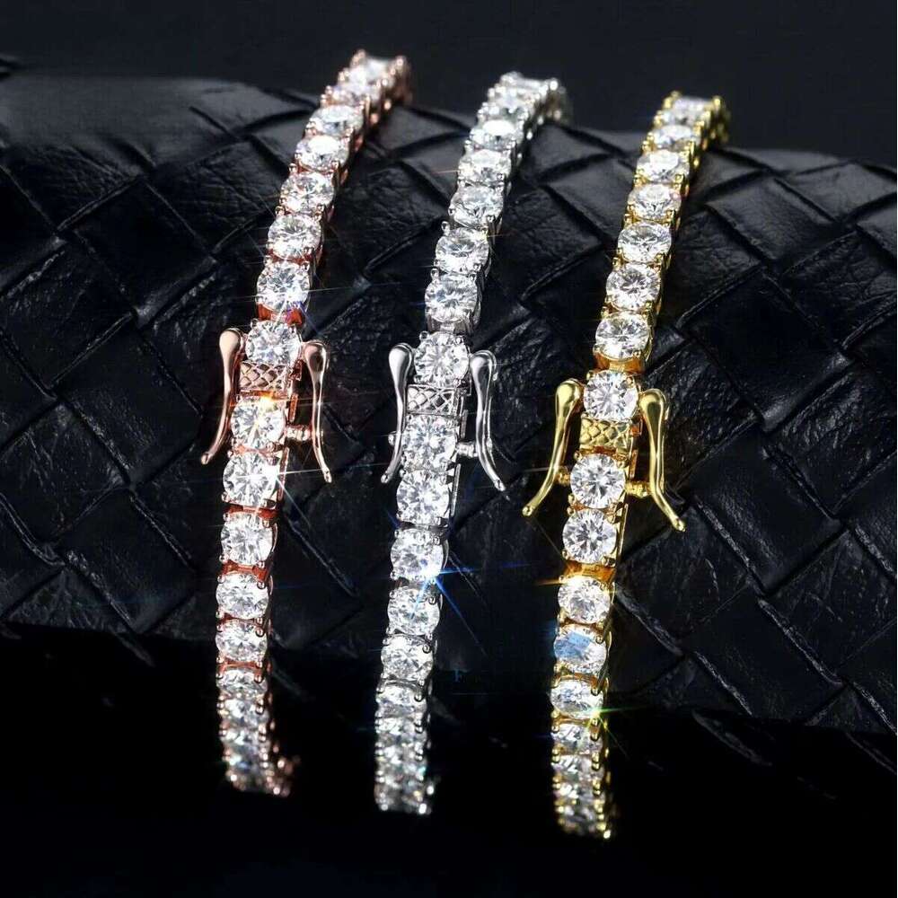 2025 FANCY Sterling Sier Tennis Bracelet VVS D Moissanite Gold Plated Dia Fine Jewelry Stylish Iced Gifts Parties