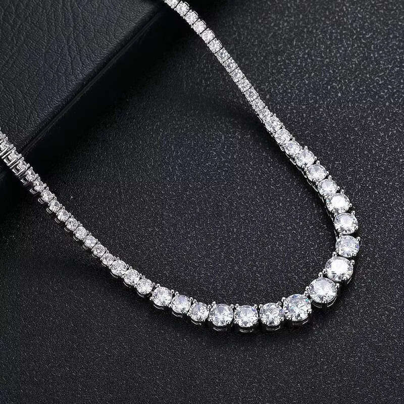 Hip Hop Sterling Sier Cuba VVS Moissanite Dia Tennis Chain Necklace Bracelet