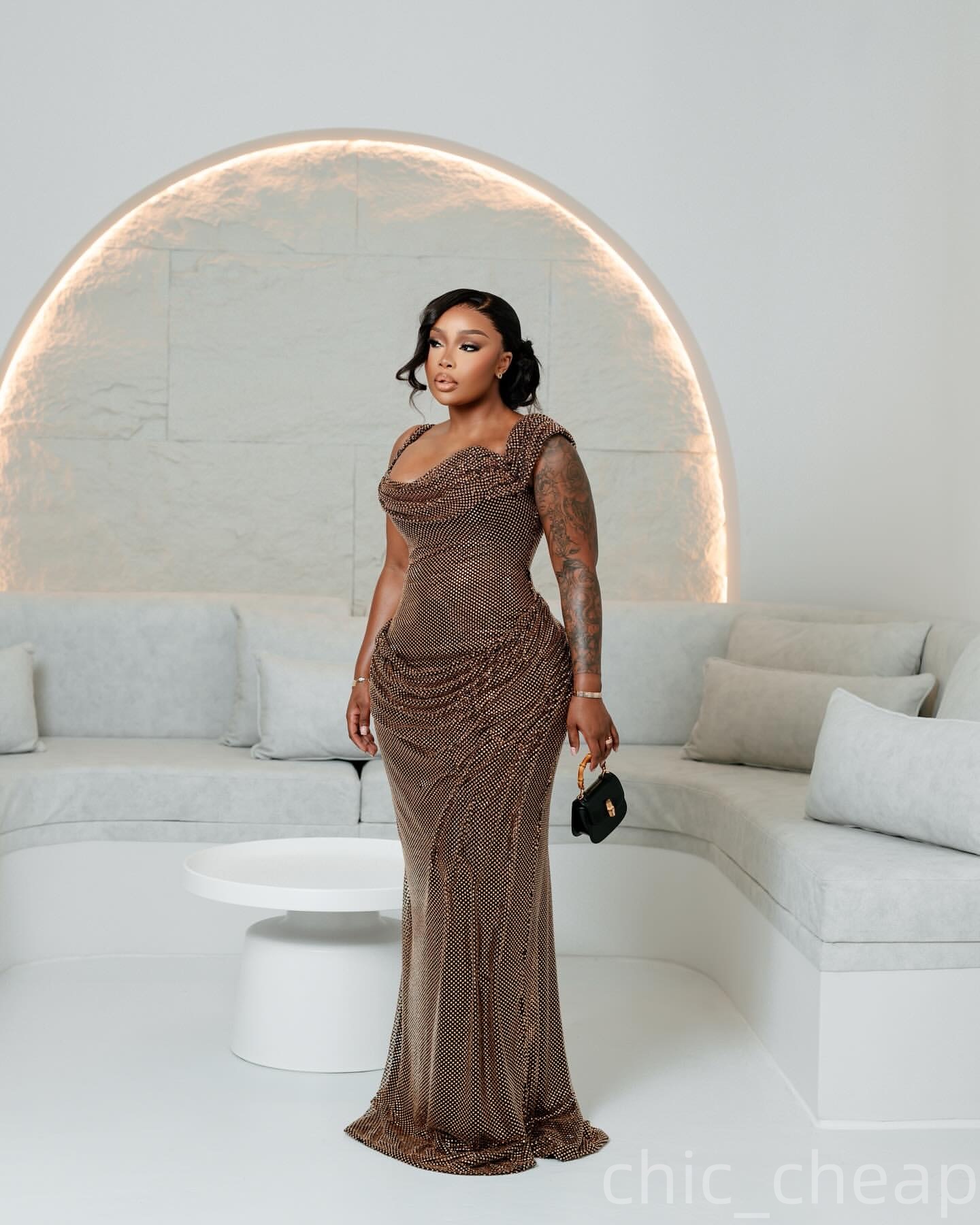 Mermaid Gold Evening Dresses Crystals Spaghetti Sequined Luxurious Prom Formal Party Second Birthday Engagement Gowns Plus Size Dress For Special Occa