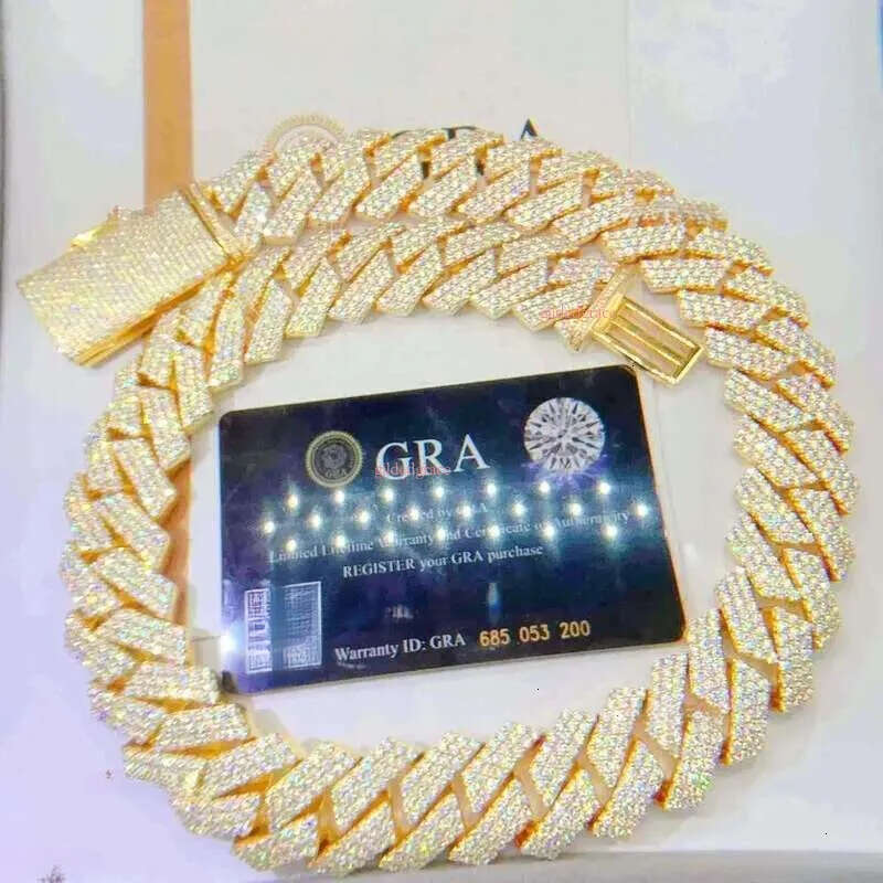 Necklace Moissanite designer sier rose gold iced out pass dia tester pendant Sterg Vvs cuban k chain