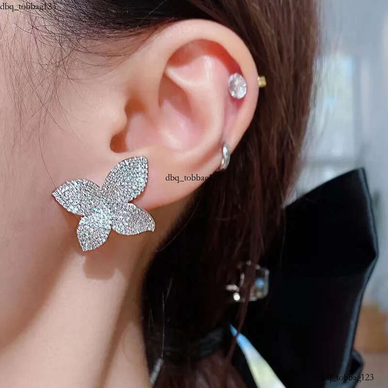 Ins Top Sell Wedding Sets Elegant Jewelry Sterling Sier Pave White Sapphire CZ Dia Gemstones Party Women Stud Earring Open Adjustable Ring