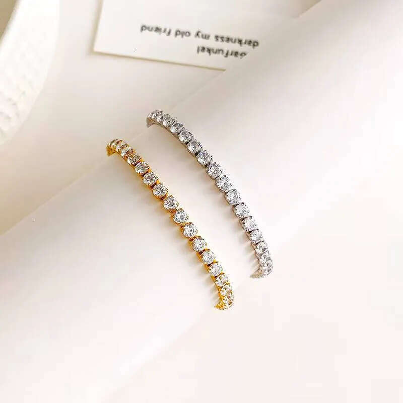 Hot Sale Cubic Classic Tennis Stainless Steel Bracelet Bangle Enamel Zirconia Sier Gold Women Bracelets