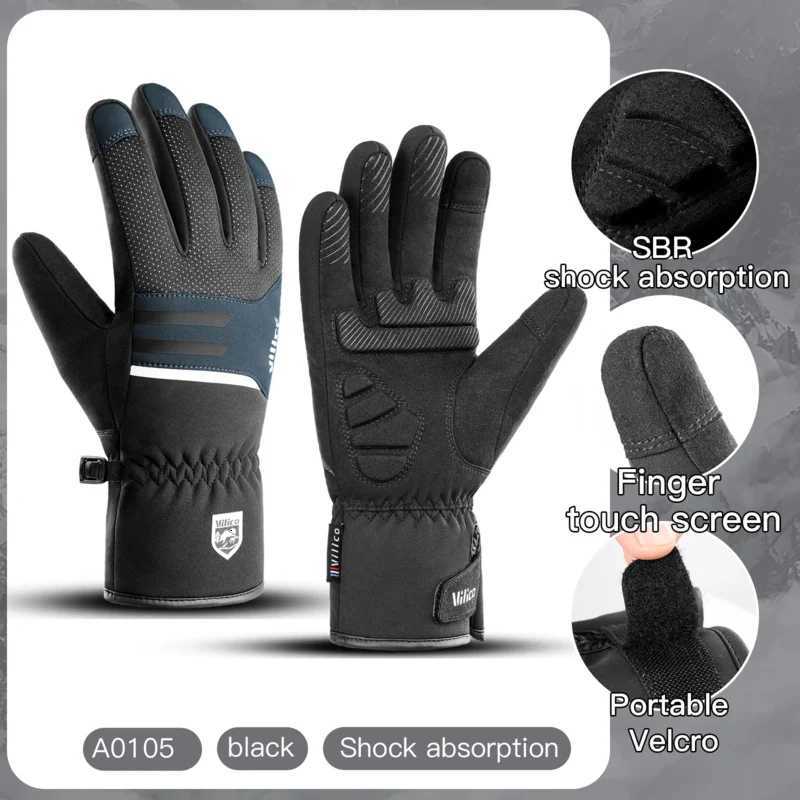 Men Winter Warm Waterproof Riding Gloves Outdoor Sports Running Motorcycle Ski Touch Screen Fleece Glove Nonslip Full Fingers Z250925