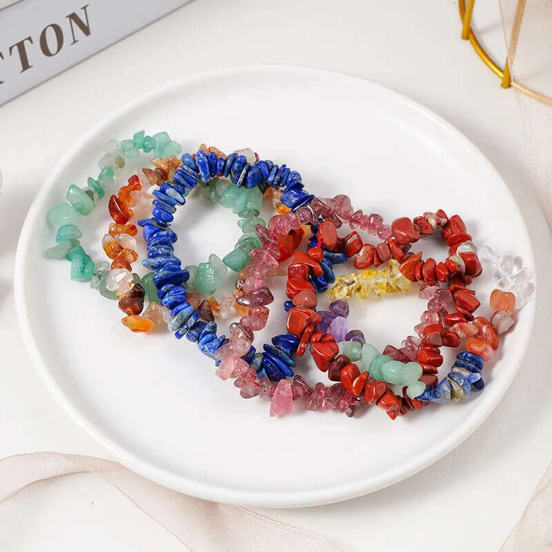Natural Crystal Chip Stone Stretch Bracelet