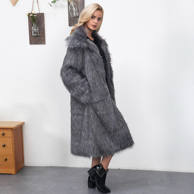 Winter Women Faux Fox Fur Long Coat Thick Full Sleeve Fluffy Luxury Fur Jacket Elegant Mujer Bontjas Warm Furry Shaggy Outerwear