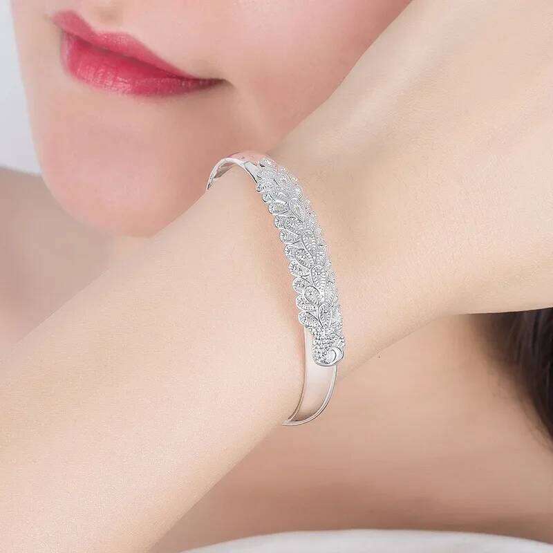 Sterling Sier Pea Opening Screen Bracelet For Women Designer Texture Open Bracelets Party Original Jewelry Gift