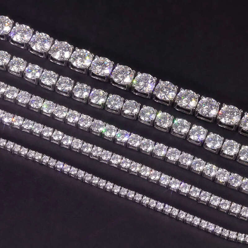 Item High Quality Hip Hop Bling Sterling Sier 3MM 4MM D Color Lab Dia Moissanite Tennis Chain
