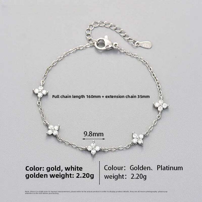 Sterling Sier Shiny Zircon Leaf for Women Dainty Adjustable Link Chain Bracelet Prevent Allergy Party JewelryGift