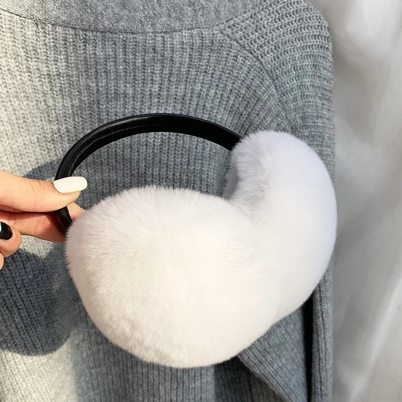 Natural 100 Rex Rabbit Fur Earmuffs Fashion Women Warm Russia Winter Real Fur Earmuffs Children Ear Cover fur Earlap Girl 250930
