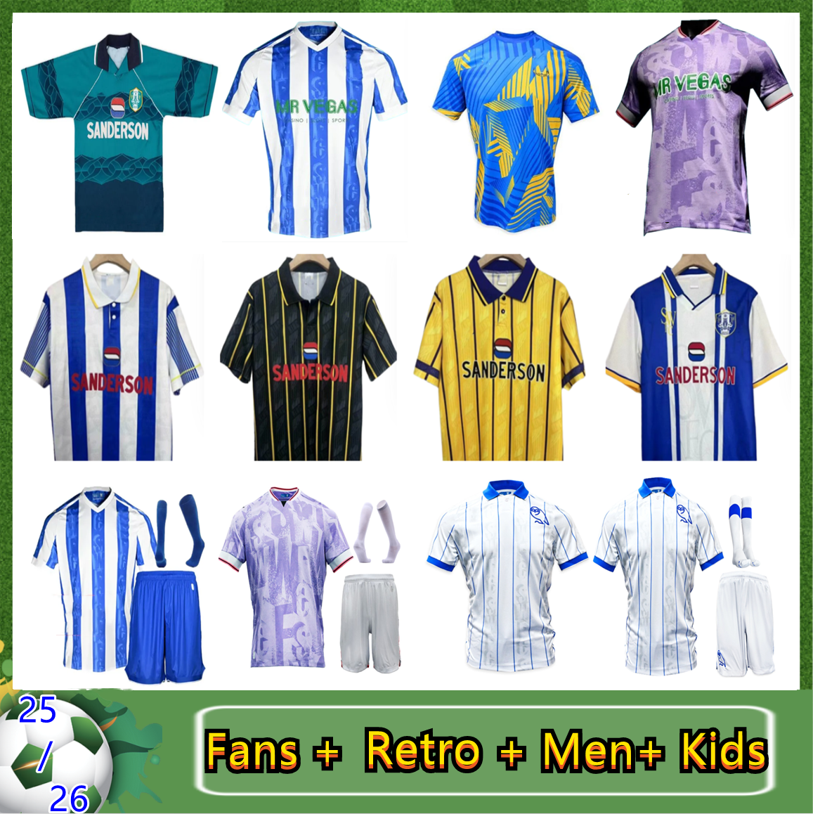 4XL 25 26 Sheffields wednesdays football kit VAULKS W I N D A S S Callum kids adult Soccer Jerseys Bakinson Mallik Wilks Retro 95 96 97 home away kit black football jerseys