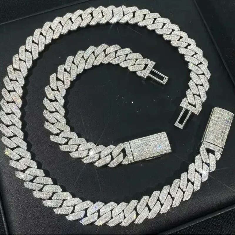 Customized DIY Name Letter Pendant 20mm Cuban k Chain Necklace Sterg Sier Moissanite Baguette Dia Pendent For Men