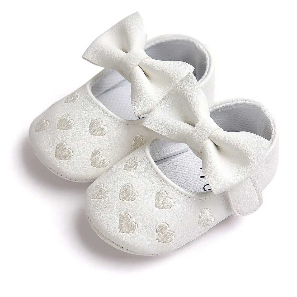 Meckior Baby Shoes Classic Dress Cute Bowknot Heart Antislip Soft Sole First Walkers Infant Baby Girls Toddler Shoes 018mJ250930