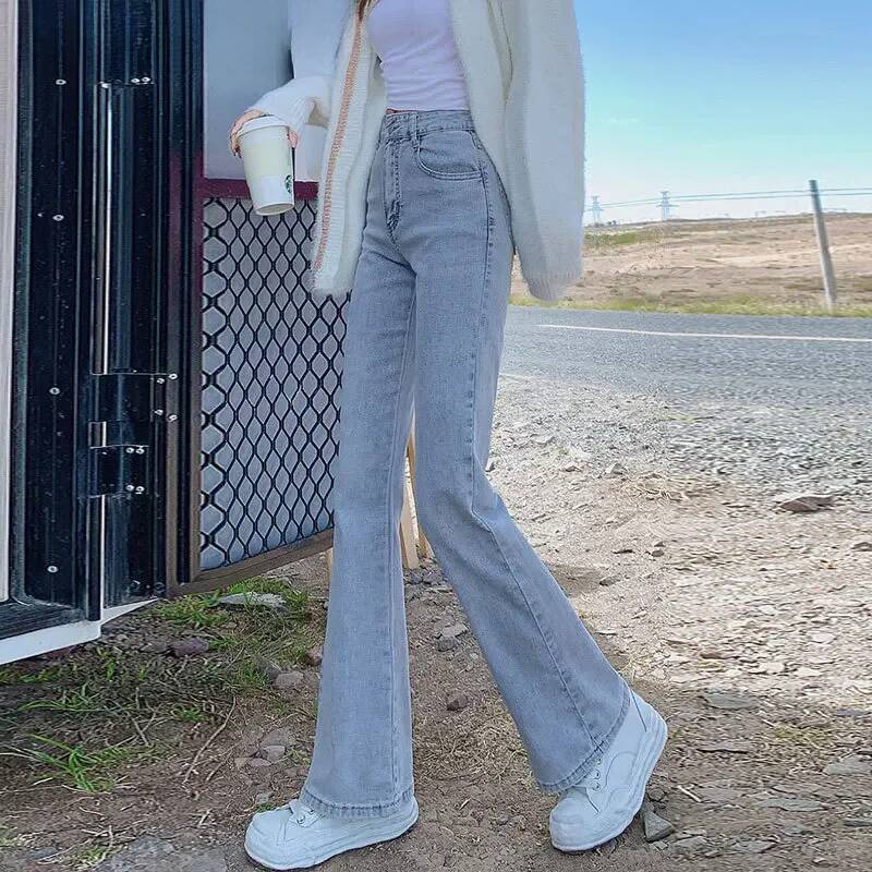 High-waisted Slimming Women's Jeans Petite Size Stretchy Floor-length Trousers Denim Fabric dongdumaoyi