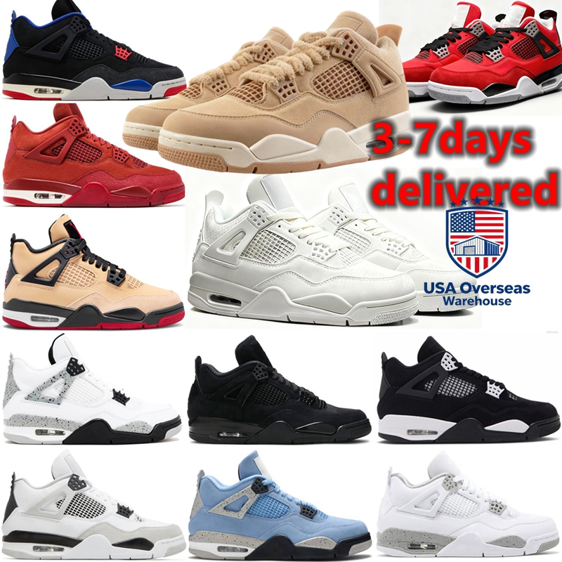 Mens 4 Basketball Shoes Black Cat 4s Sneakers Pizza Imperial Purple White Cement Thunder Pine Green Oreo Seafoam Brick by Brick Men Women Sports Trainers Big Size 36-50