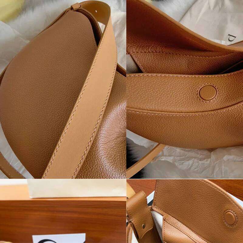 2025 women's new genuine leather shoulder crossbody pea bag, niche casual hand-held armpit bag