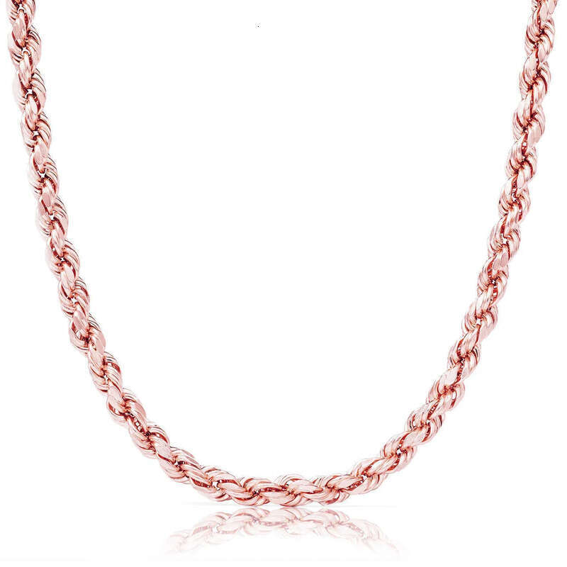 Real 10K 14K Solid Gold Rope Chains For Men Hip Hop Necklace yxz