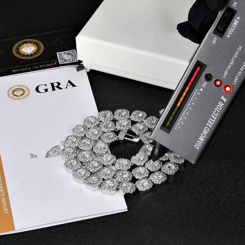 necklace moissanite chain Custom d Vvs Moissanite Dia Cuban k S Sier 8mm 12mm Large Tennis Chain