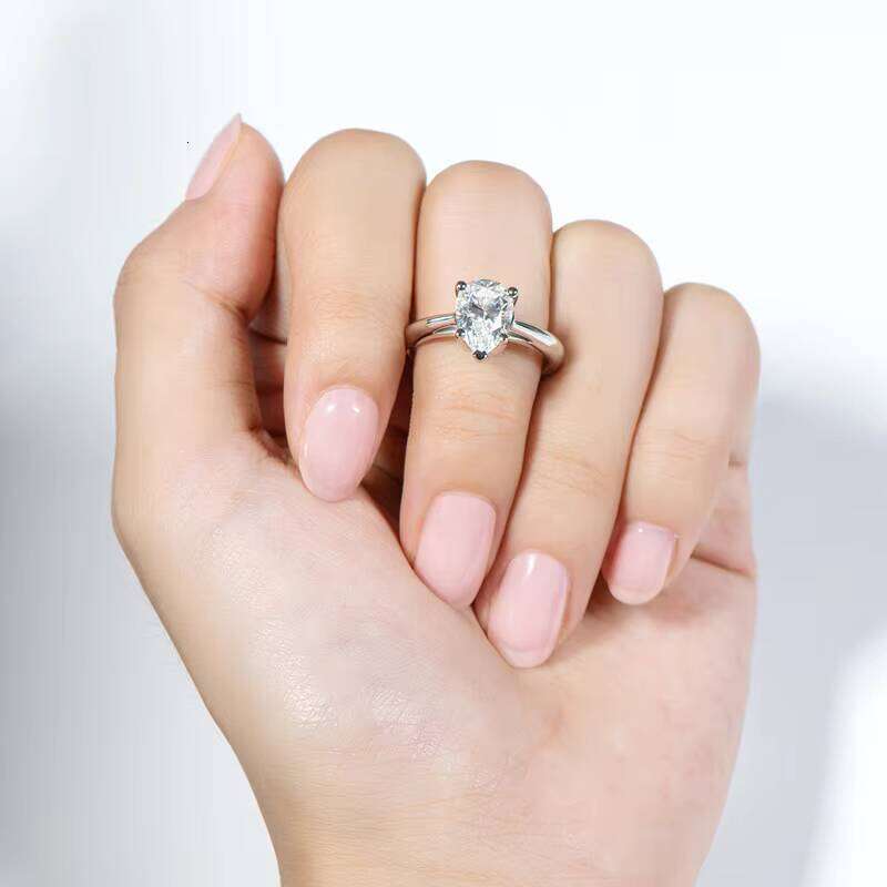 R..Engagement Jewelry S Silver Gold Plated D Grade Water Drop Pear Brilliant Bridal Ring Moxyant