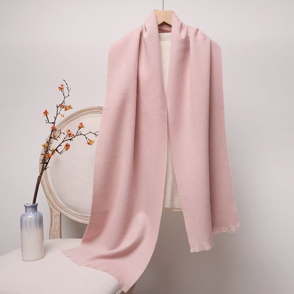 T1956 pure wool scarf autumn and winter warm all-match solid color