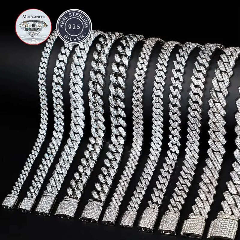 Ready to Ship 6/8/10/15mm Sterling Sier Vvs Men Women Hip Hop Iced Out Gold Moissanite Cuban Link Bracelet