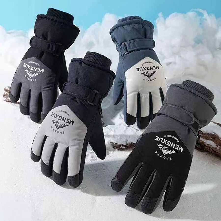 Winter snowboarding gloves anti slip touch screen waterproof motorcycle riding warm snow gloves Z250925