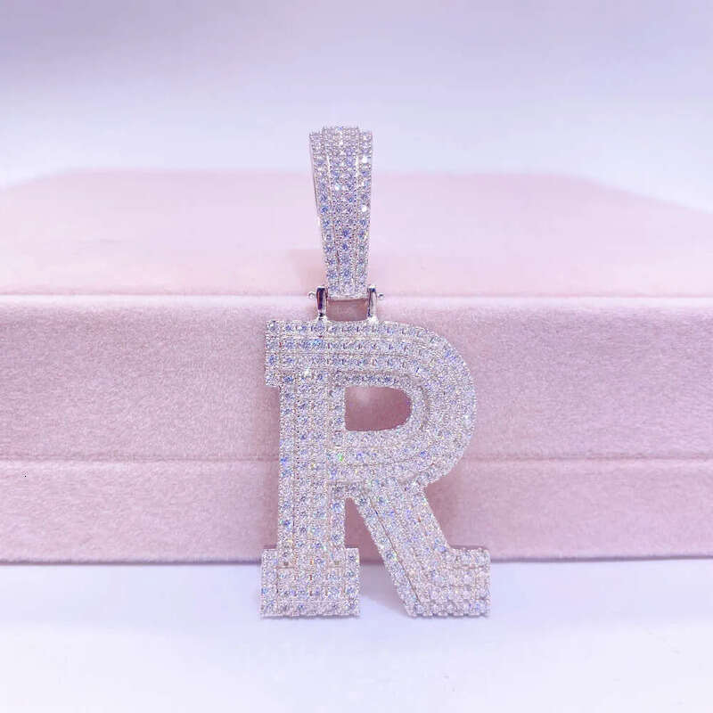 Vermeil Sterling Sier Necklace Hip Hop Fine Jewelry Iced Out VVS Moissanite Dia Initial Letters Pendant Necklaces Men
