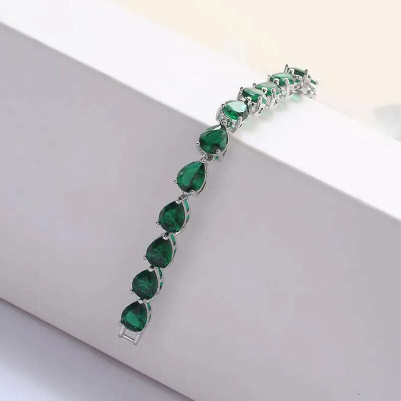 2020 Classical Fashion Jewelry Sterling Sier&rRose Gold Water Drop Pear Cut Colorful CZ Dia Women Wedding Bracelet For Lover Gift