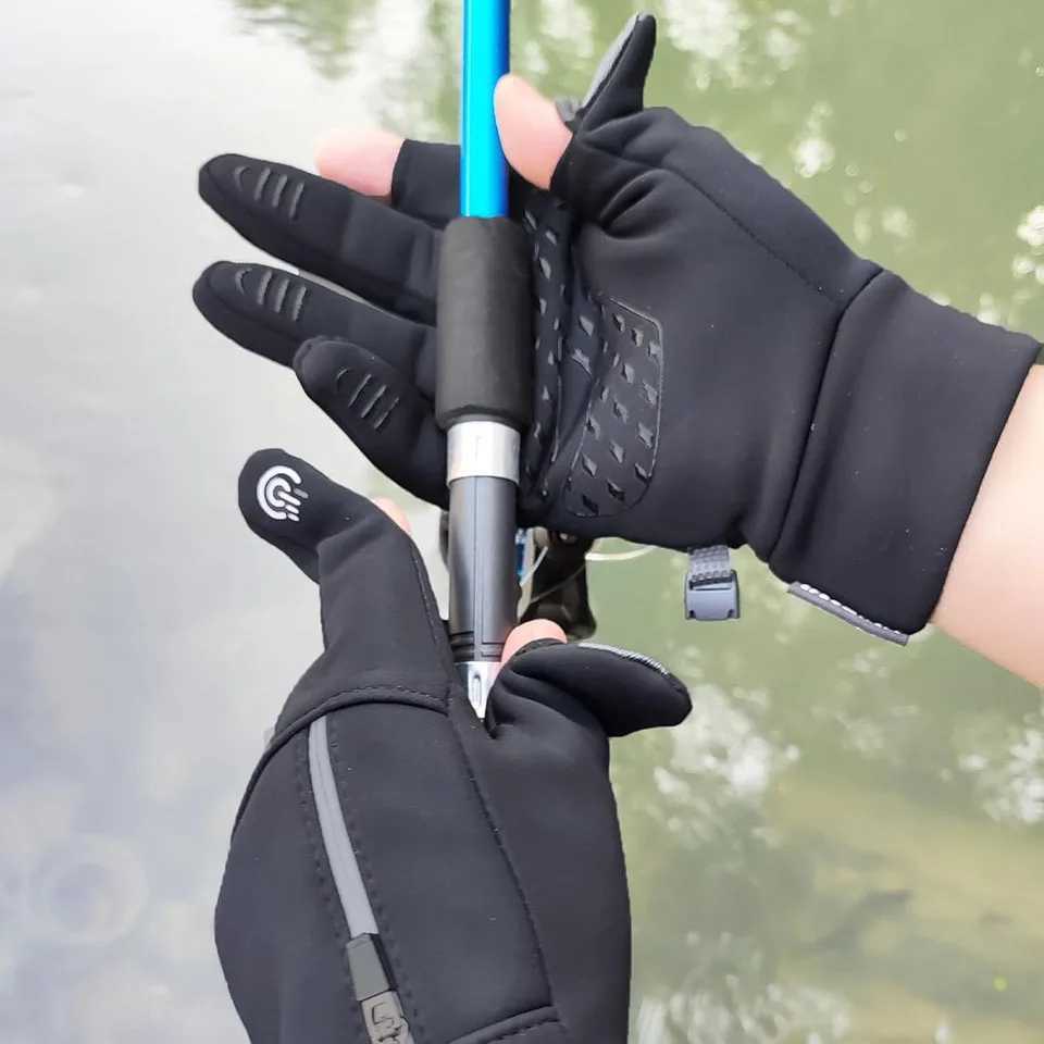 GTUBIKE Winter Fishing Gloves 2 Fingers Flipped Waterproof Winter Gloves Windproof Photography Men and Women Warm Fishing Tools Z250925