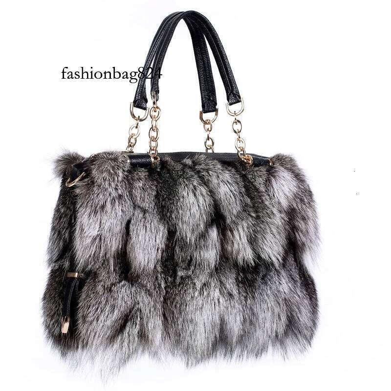 Winter Women's Fashion Handbag Ladies Purses Women Shoulder Bag Real Sier Fox Fur Messenger Bags
