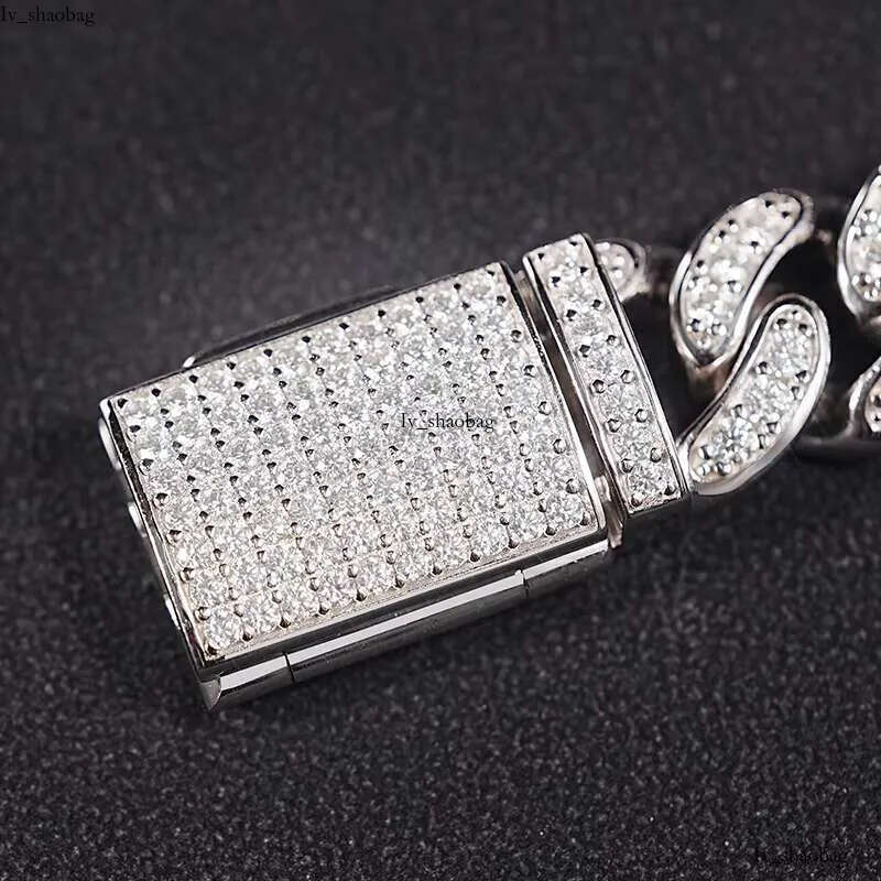 SICGEM Miami Moissanite Cuban Link Chain Sier Stainless Steel Iced out Necklace and Bracelet Set in Gold