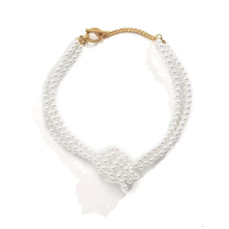 DHCollections Knot simple bead necklace, collar pearl necklace