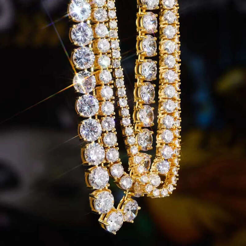Item High Quality Hip Hop Bling Sterling Sier 3MM 4MM D Color Lab Dia Moissanite Tennis Chain