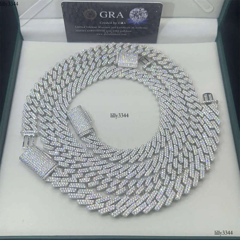 necklace 8mm 10mm 12mm dropshipping gold plated sier hip hop iced out moissanite cuban link chain jewelry