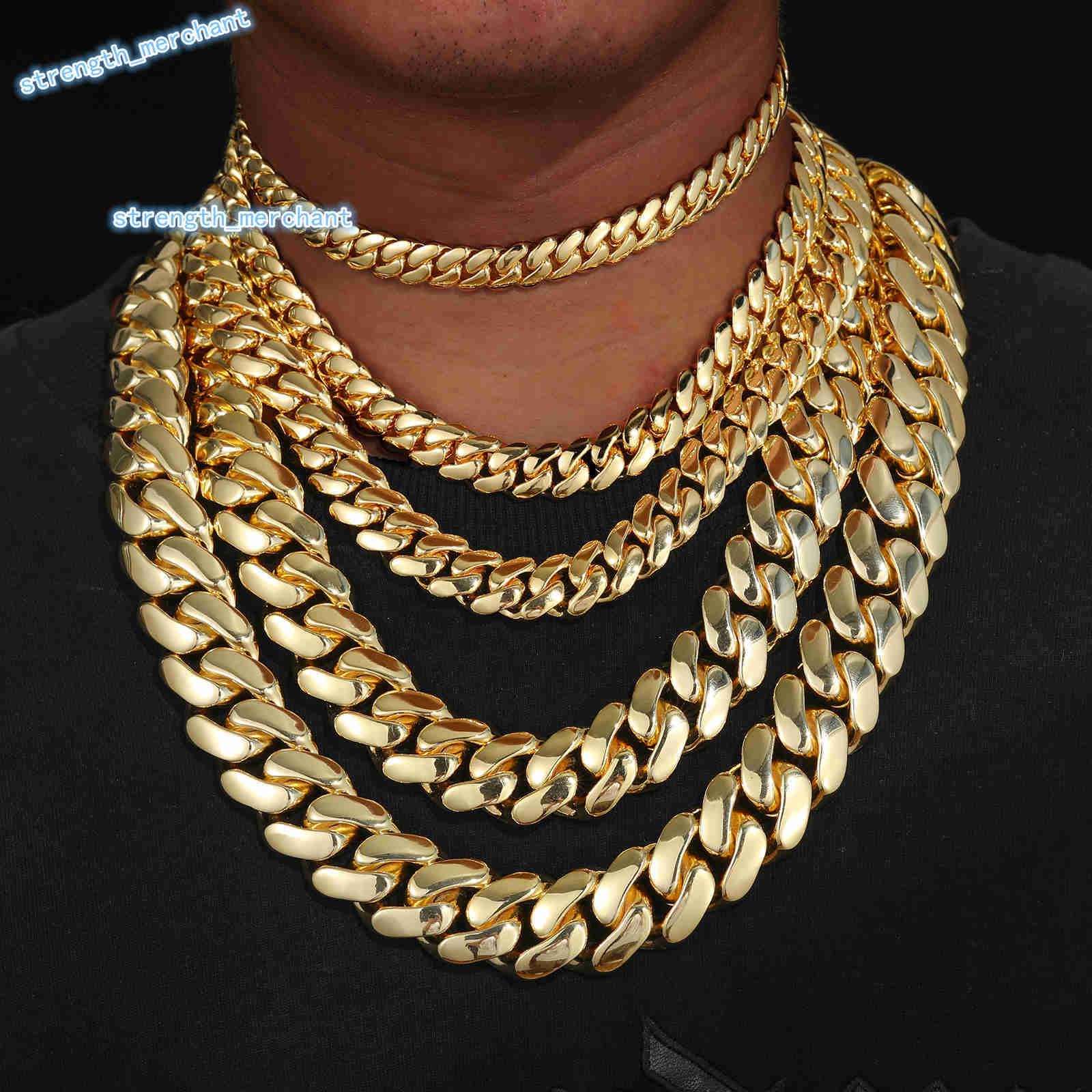Wholesale Hip Hop Miami Custom Cuban Link Chain Necklace with Chunky Gold Cuban Chain 18K Real Gold Plated