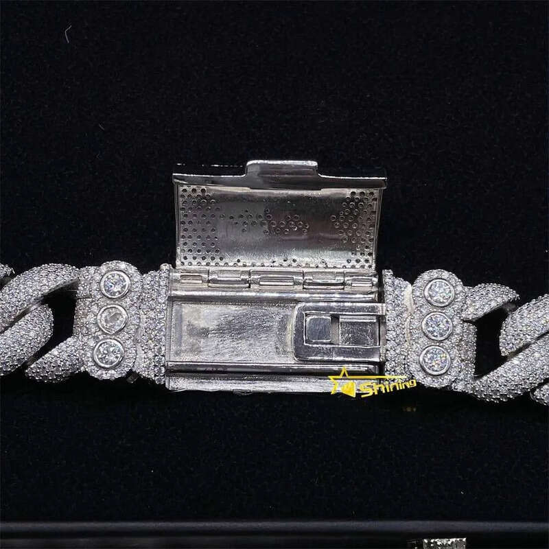 Big 20mm Necklace Hip Hop Jewelry Sier Vvs Dia Moissanite Iced Out Cuban Link Chain Custom