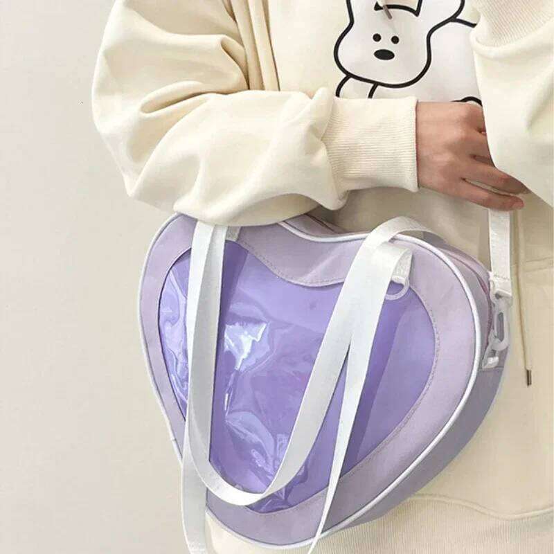 Love Heart Design Itabag Women 2024 New Transparent Crossbody Bags Purses and Handbags Ita for Girls JK Uniform Bag