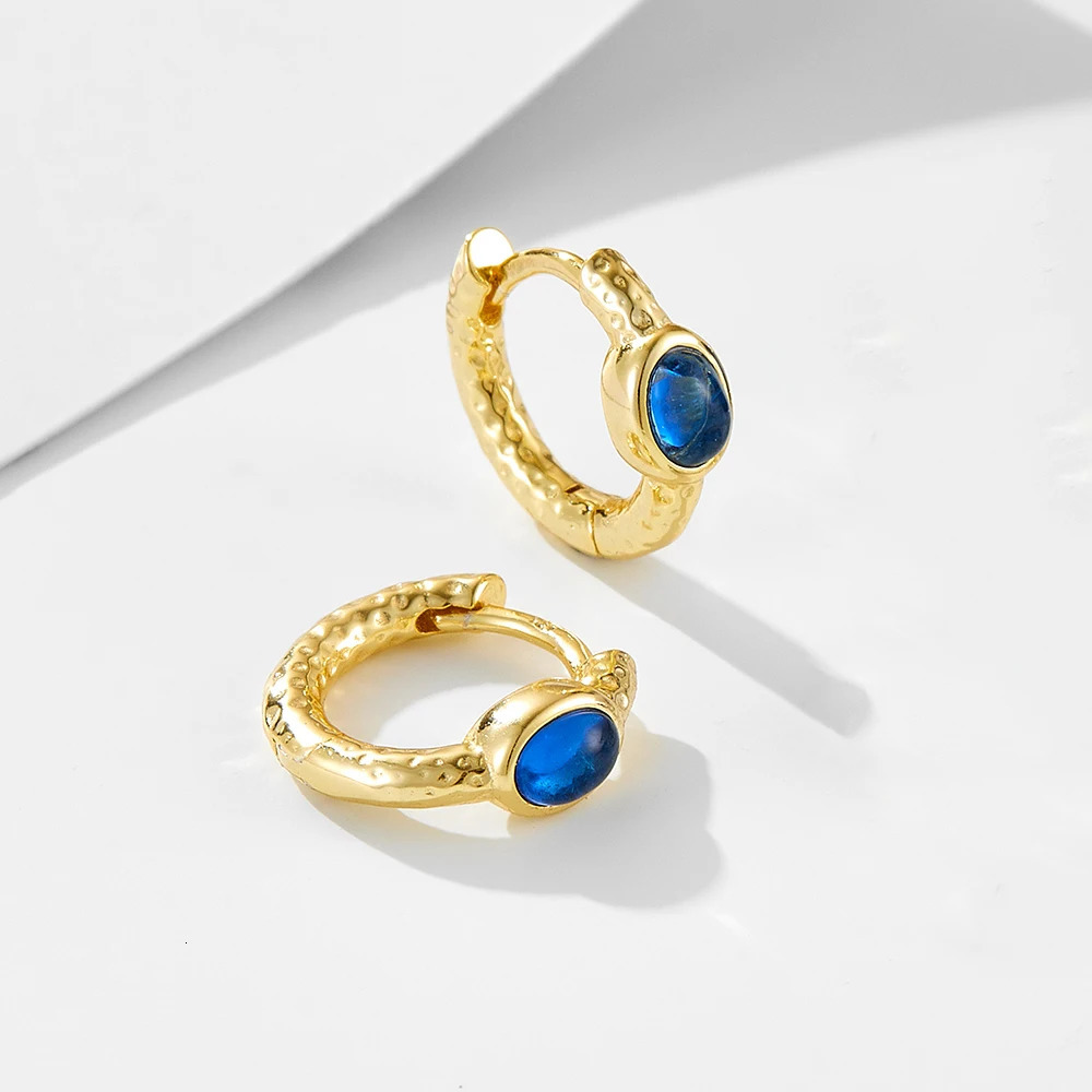 colorful earring 925 sterling silver women jewelry 14k gold vermeil sapphire blue hoop earring for women 250930