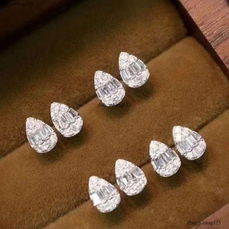 2023 Choucong Brand Stud Earrings Classical Jewelry Sterling Sier Princess Cut White Topaz CZ Dia Gemstones Party Water Drop Women Wedding Earring Gif
